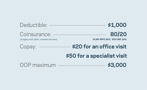 example of deductible, copay, coinsurance benefits